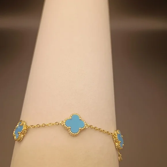 Chic Gold and Blue Charm Bracelet - Picture 2 of 3